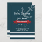 航海のいかりネイビーブルーベビーシャワー招待状 招待状 (正面/裏面)