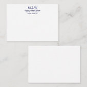 航海のいかりネイビーブルーホワイトカップルのモノグラム ノートカード (正面/裏面)