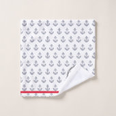 航海のいかりネイビーブルーホワイトレッドストライプ バスタオルセット (ウォッシュタオル)