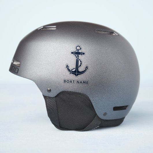航海のいかりネイビーブルーボートネームカスタム シール (ヘルメット側面)