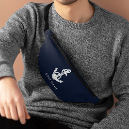 航海のいかりネイビーブルーボートネームカスタム ファニーパック