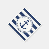 航海のいかりネイビーブルーボート名 スタンダードカクテルナプキン (角)