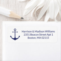 航海のいかりネイビーブルーモダン差出人住所