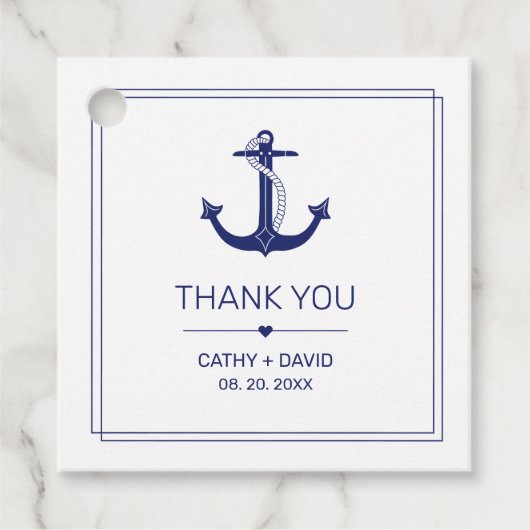 航海のいかりネイビーブルーモノグラムの名結婚前 フェイバータグ (正面)