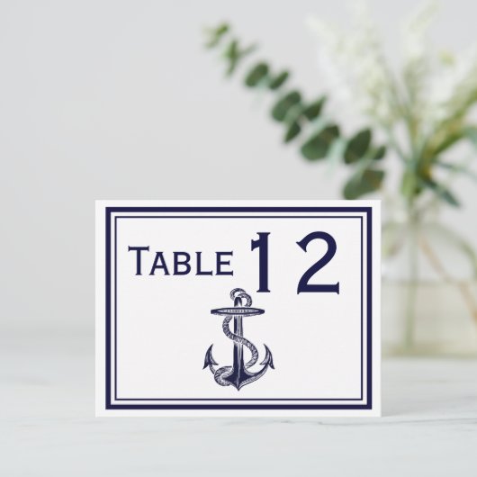航海のいかりネイビーブルー枠2H表番号 ポストカード (スタンド正面)