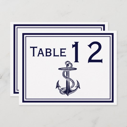 航海のいかりネイビーブルー枠2H表番号 ポストカード (正面/裏面)