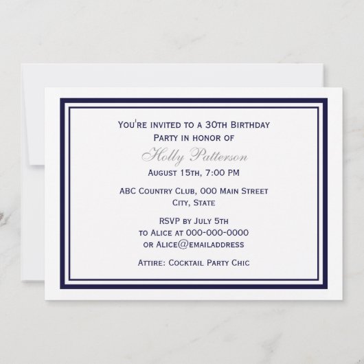 航海のいかりネイビーブルー枠2H誕生日パーティー 招待状 (裏面)