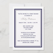 航海のいかりネイビーブルー枠2Vベビーシャワー 招待状 (裏面)