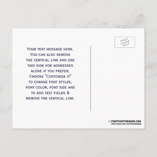 航海のいかりネイビーブルー枠2V日付の保存 案内ポストカード (裏面)