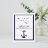 航海のいかりネイビーブルー枠2V日付の保存 案内ポストカード (スタンド正面)