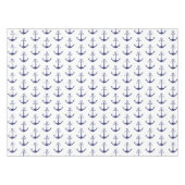 航海のいかりネイビーブルー白モダン模様 テーブルクロス (正面(横))