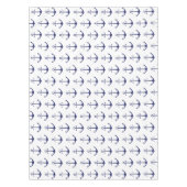 航海のいかりネイビーブルー白モダン模様 テーブルクロス (正面)