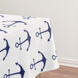 航海のいかりネイビーブルー白モダン模様 テーブルクロス