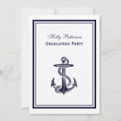 航海のいかりネイビーブルー額付2V卒業 招待状 (正面)