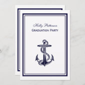 航海のいかりネイビーブルー額付2V卒業 招待状 (正面/裏面)