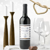 航海のいかりネイビーブルー&ホワイトイベントズ結婚 ワインラベル