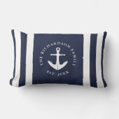航海のいかりネイビーブルー&ホワイトファミリー ランバークッション (正面)