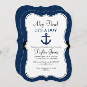 航海のいかりネイビーベイビーシャワー招待状 招待状 (正面/裏面)