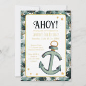 航海のいかりネイビー誕生日 招待状 (正面)