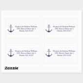 航海のいかりネイビー青と白のカスタムアドル 長方形シール (シート)