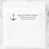 航海のいかりネイビー青と白のカスタムアドル 長方形シール (バッグ)