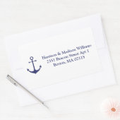 航海のいかりネイビー青と白のカスタムアドル 長方形シール (封筒)