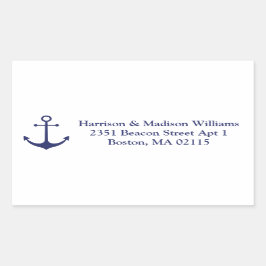 航海のいかりネイビー青と白のカスタムアドル 長方形シール