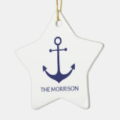 航海のいかりネイビー青と白カスタムのボート名 セラミックオーナメント (左)