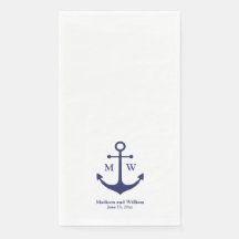 航海のいかりネイビー青モノグラム結婚ズ