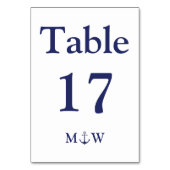 航海のいかりネイビー青モノグラム結婚ズ テーブルナンバー (裏面)