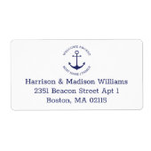 航海のいかりネービーブルーモノグラム差出人住所 ラベル (正面)