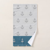 航海のいかりバスルーム海ターコイズブルー バスタオルセット (ハンドタオル)