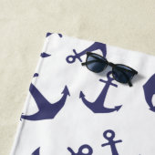 航海のいかりパターストライプンNavyファミリ名 ビーチタオル (インサイチュ)