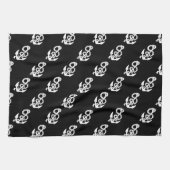 航海のいかりパターン黒または任意の色 キッチンタオル (横)