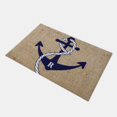 航海のいかりパーソナライズされたイニシャルモノグラム ドアマット (アングル)