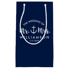 航海のいかりビーチ結婚式パーソナライズされた賛成 スモールペーパーバッグ
