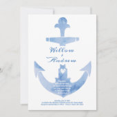 航海のいかりビーチ結婚式水彩 招待状 (正面)