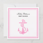 航海のいかりピンク枠2SQベビーシャワー 招待状 (正面)