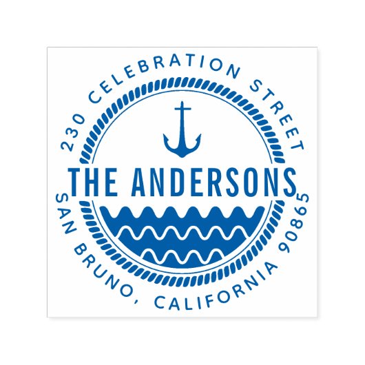 航海のいかりファミリー名&ラウンド差出人住所 セルフインキングスタンプ (デザイン)