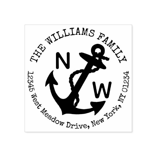 航海のいかりファミリ名差出人住所 ラバースタンプ (インプリント)