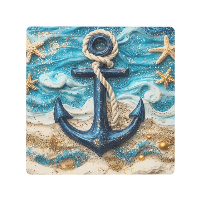 航海のいかりファンタジー メタルプリント (正面)