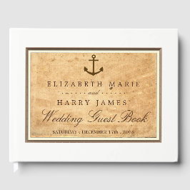 航海のいかりフレームヴィンテージ結婚紙 ゲストブック