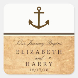 航海のいかりフレームヴィンテージ結婚紙 スクエアシール