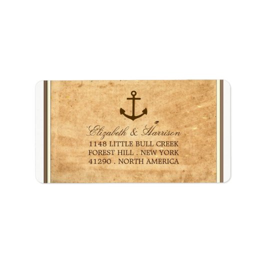 航海のいかりフレームヴィンテージ結婚紙 ラベル (正面)