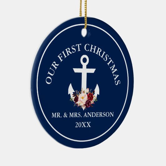 航海のいかりフローラ私たちの初めてのクリスマス セラミックオーナメント (右)