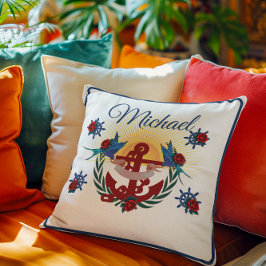 航海のいかりフローラ赤青 クッション