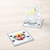 航海のいかりフローラ赤青 スクエアペーパーコースター (インサイチュ)