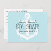 航海のいかりブライダルシャワーレシピカード インビテーションポストカード (正面/裏面)