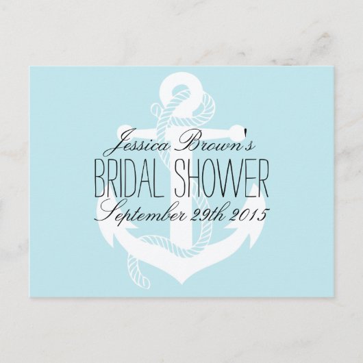 航海のいかりブライダルシャワーレシピカード インビテーションポストカード (正面)