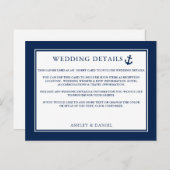 航海のいかりブルーの結婚詳細挿入カード ポストカード (正面/裏面)